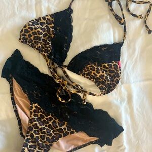 Doll Swimwear- Leopard & Black Lace Bikini